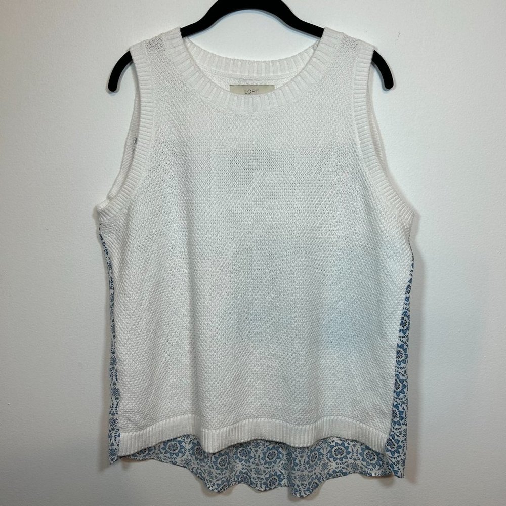 LOFT | Sleeveless Knit Tank with Print Back  - Size Large -